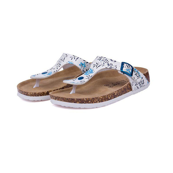 New Beach Cork Flip Flops Slipper 2017 Casual Summer Women Mixed Color Print Slip on Slides Sandals Flat Shoe