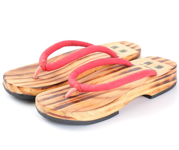 Wholesale MEN's GETA Clogs Wood Sandals Male clogs shoes flat wood heel square toe shoes summer plank sandals