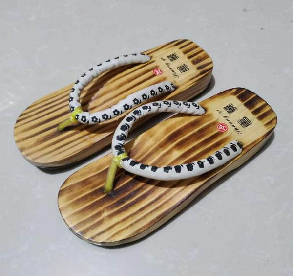 Wholesale MEN's GETA Clogs Wood Sandals Male clogs heel square toe shoes summer plank sandals