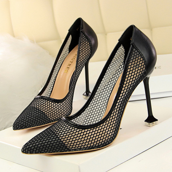 Elegant Mesh High Heels Lady Dress Shoes Women Heels Pumps Festival Party Wedding Shoes Heels Business Stiletto Formal Pumps GWS387