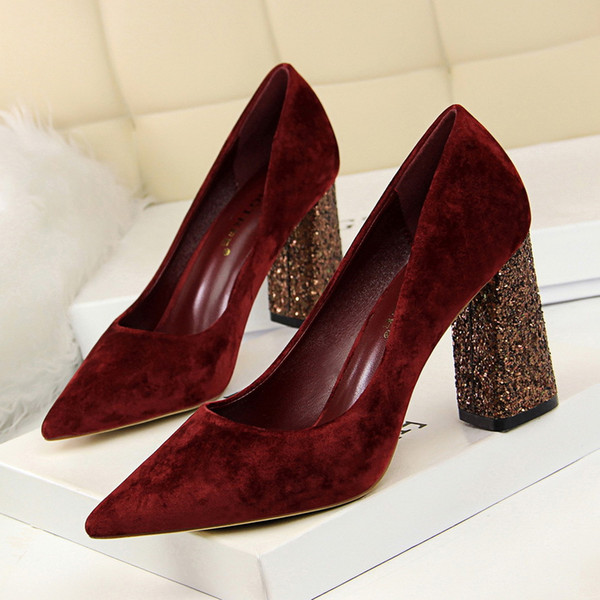 Chunky High Heels Lady Dress Shoes Sexy Clubwear Women Pumps Heels Festival Party Wedding Shoes Heels Business Formal Pumps GWS368