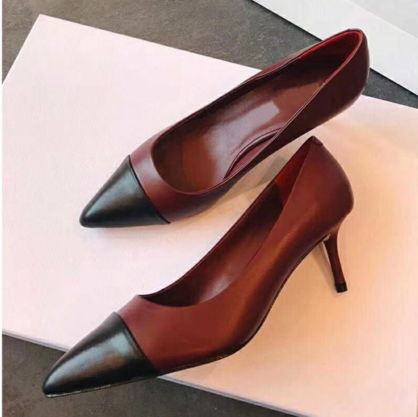 High Heels Shoes Nude Color Genuine Leather Point Toe Women Pumps Wedding Shoes