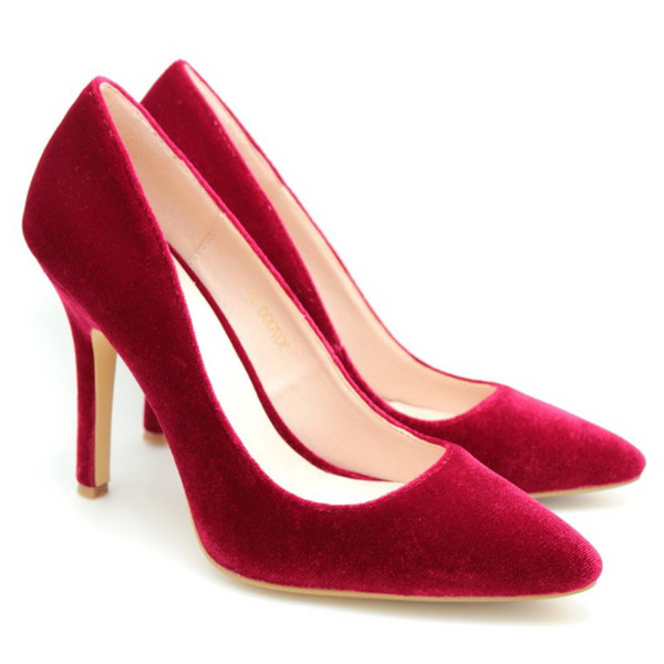 Pointed Toe Velvet High Heel Pumps 10.5cm High Heel Shoes