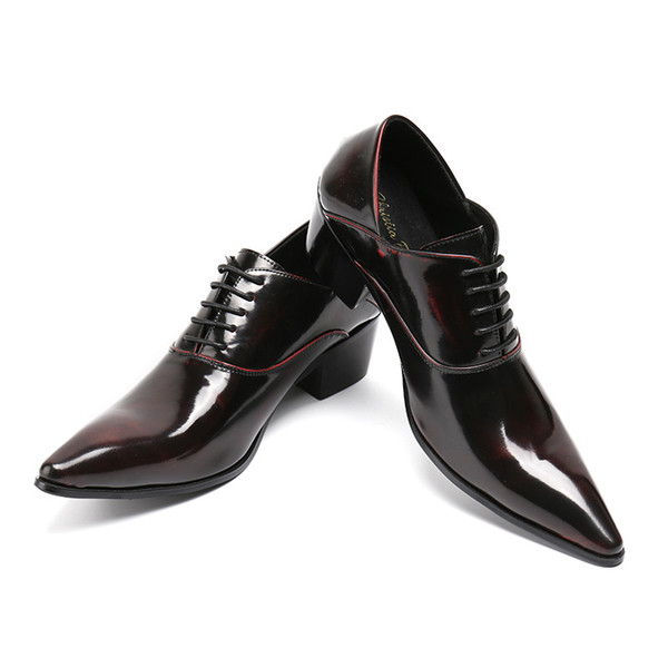 Mens Dress High Heels Leather Wedding Shoes Mens Formal Business Shoes Man Oxfords Shoes for Work Plus Size