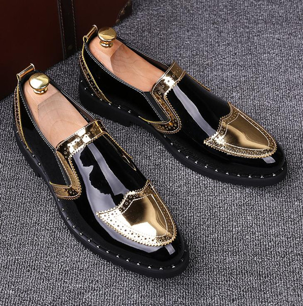 Men Ptent Leather Genuine Luxury Designer Bullock Mens Loafer Shoes Black Italian Wedding and Prom Shoes Mens Moccasin