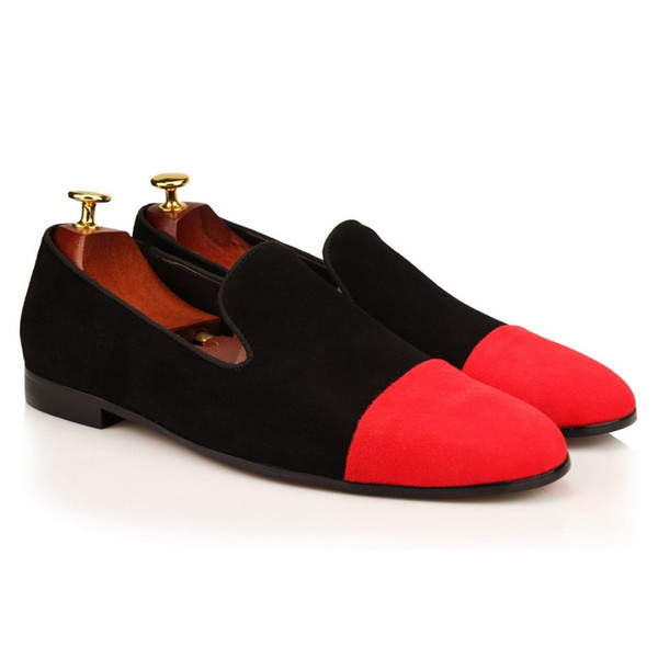 Moccasins Men Loafers Black Red Suede Smoking Slippers Flats Casual Shoes Wedding Party Men's Dress Shoes Formal shoes