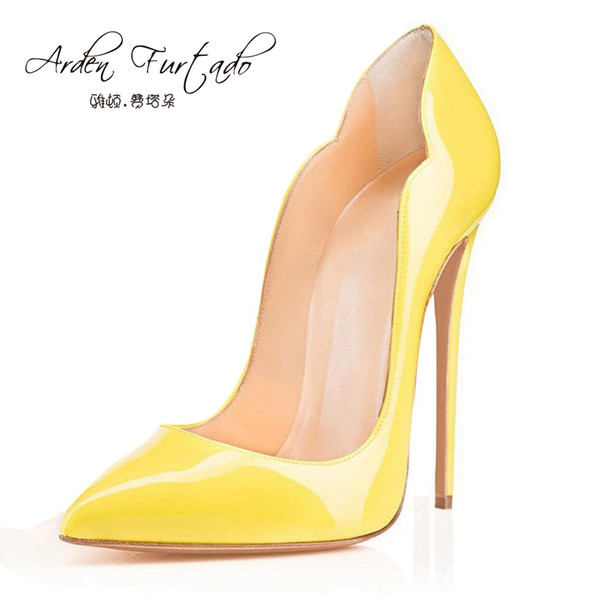 pumps New extreme high heels for woman 12cm party shoes thin heels slip-on ladies shoes plus size yellow blue purple nude dress stiletto