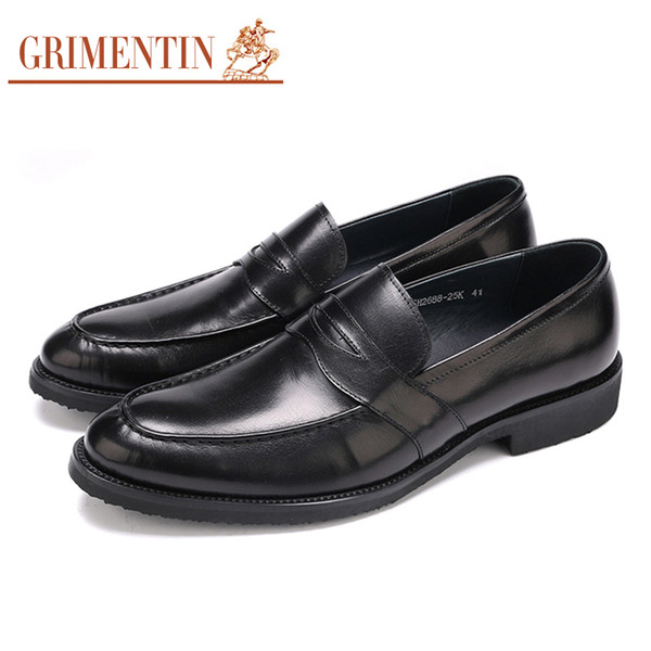 GRIMENTIN Italian fashion designer formal mens dress shoes genuine leather slip-on men loafers hot sale wedding business office male shoes