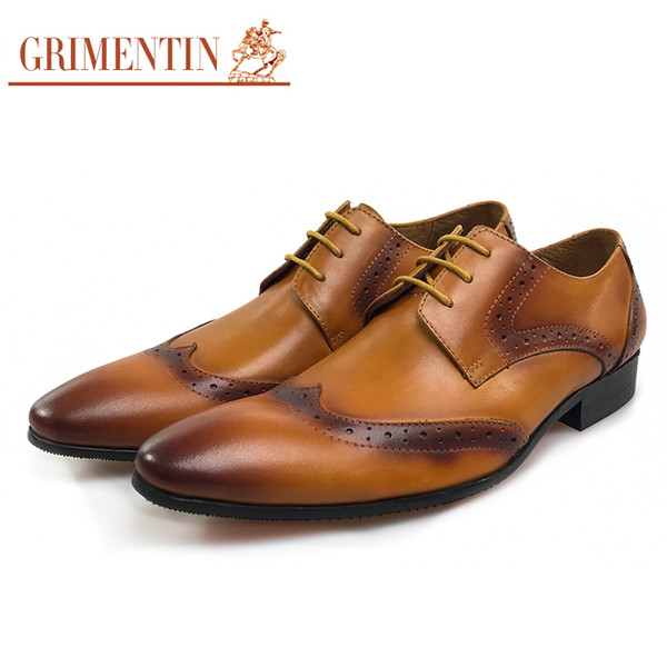 GRIMENTIN Italian brand mens oxford shoes fashion designer men dress shoes hot sale genuine leather formal business wedding male shoes OM