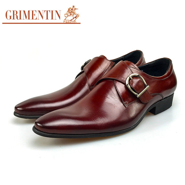 GRIMENTIN High grade mens dress shoes fashion Italian designer male oxford shoes genuine leather buckle strap business formal men shoes