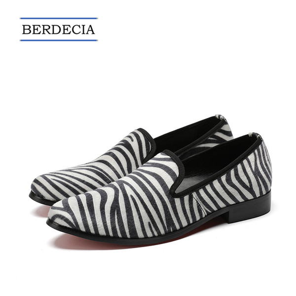 British Style Zebra Stripe Men Loafers Fashion Casual Men Flats Shoes Slip on Party Shoes Plus Size Shoes 38-47