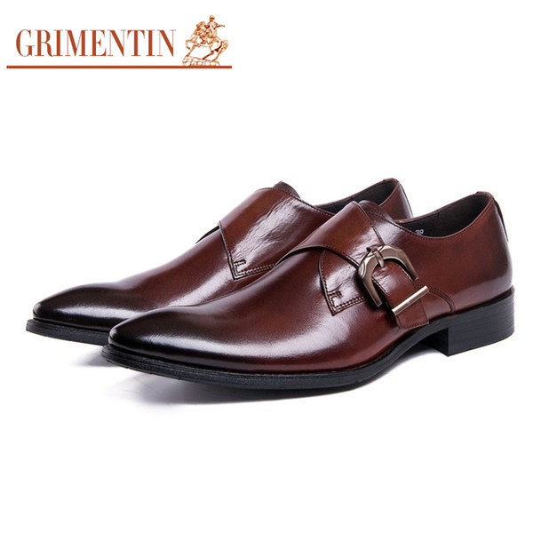 GRIMENTIN brand men shoes luxury mens party shoes genuine leather black brown comfortable fashion men dress shoes size:38-44