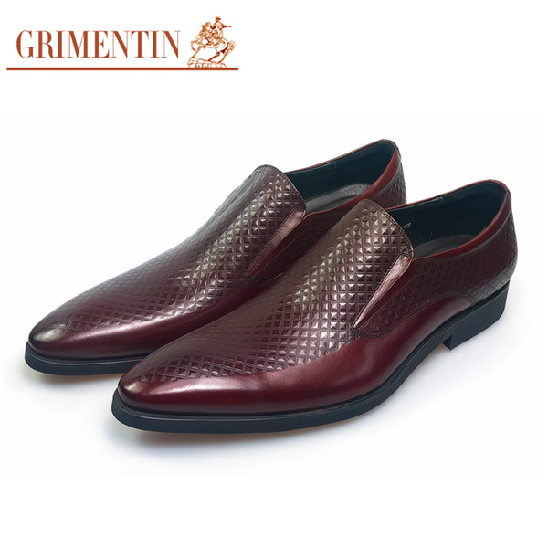 GRIMENTIN Brand genuine leather mens dress shoes casual black wedding business office designer male shoes men foot wear size:38-44 1sh144