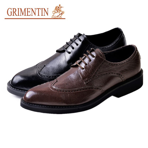 GRIMENTIN Hot sale oxford shoes Italian fashion designer dress mens leather shoes high quality formal business wedding black men shoes AST