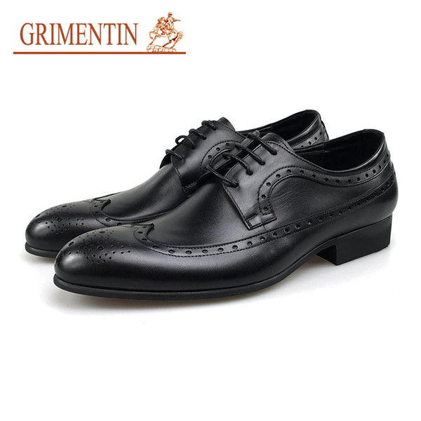 GRIMENTIN Hot sale Italian fashion mens oxford shoes brand designer mens dress shoes genuine leather black brown business wedding male shoes