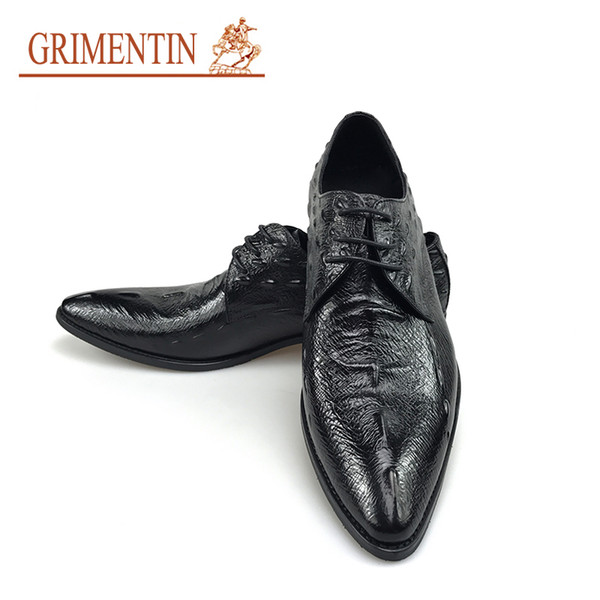 GRIMENTIN Hot sale brand men shoes Italian fashion brown-red black man oxford shoes genuine leather crocodile grain business men dress shoes