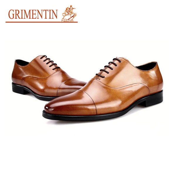 GRIMENTIN Newest hot sale high grade mens dress shoes genuine leather formal business wedding mens shoes Italian fashion men oxford shoes CW