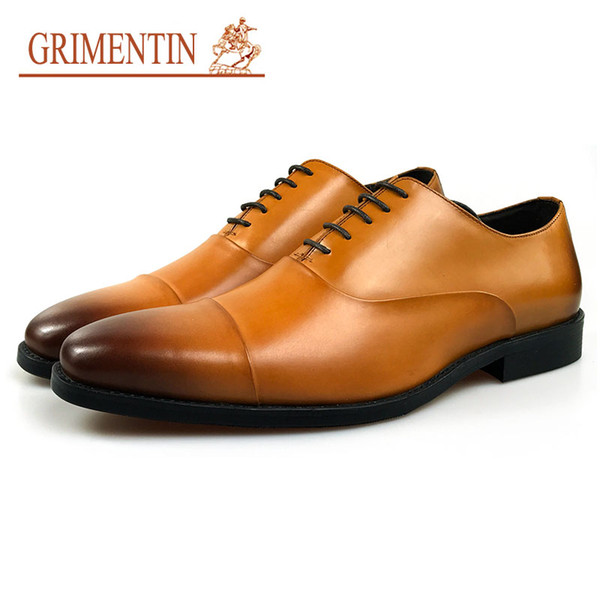 GRIMENTIN Hot Sale Italian Fashion Brand Mens Dress Shoes High Quality Genuine Leather Men Oxford Shoes Formal Business Wedding Male Shoes