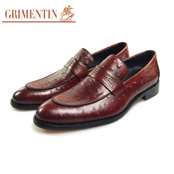 GRIMENTIN Hot Sale Brand Slip On Brown Men Loafers Genuine Leather Italian Fashion Business Mens Dress Shoes For Male Wedding Shoes