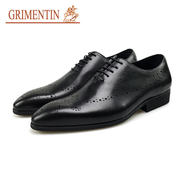 GRIMENTIN Hot Sale Men Wedding Shoes Italian Fashion Man Oxford Shoes Genuine Leather Pointed Toe Formal Business Mens Dress Shoes WF