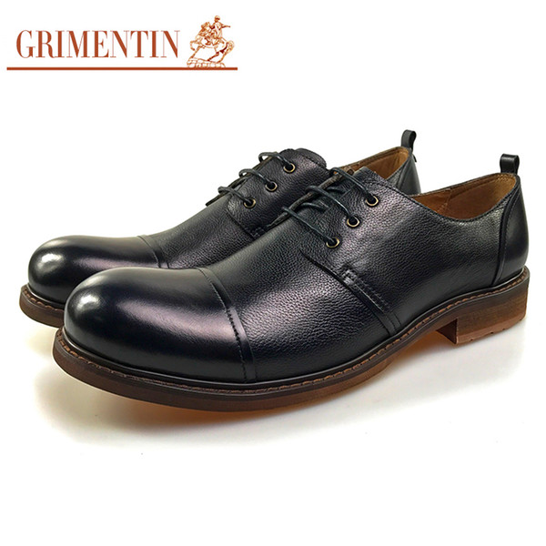 GRIMENTIN Hot Sale Fashion Designer Mens Dress Shoes Genuine Leather Man Casual Shoes Black Lace-Up Formal Business Office Male Shoes