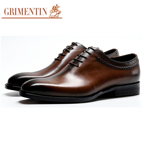 GRIMENTIN Fashion Designer Formal Mens Dress Shoes Hot Sale Brand Mens Oxford Shoes Genuine Leather Wedding Office Business Male Shoes