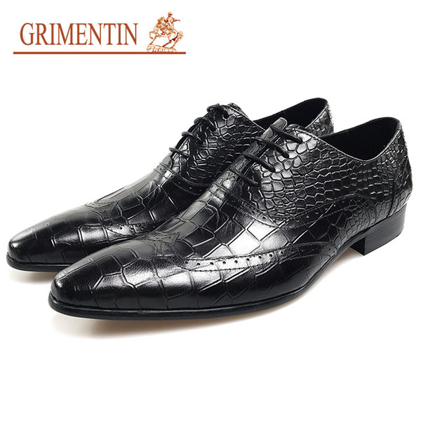 GRIMENTIN Hot sale formal mens dress shoesgenuine leather lace up fashion men business shoes high grade black men oxford shoes S111