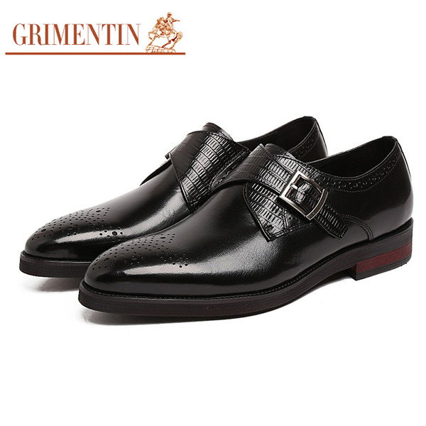 GRIMENTIN Hot sale brand mens dress shoes genuine leather brown black comfortable Italian men oxford shoes fashion office wedding male shoes