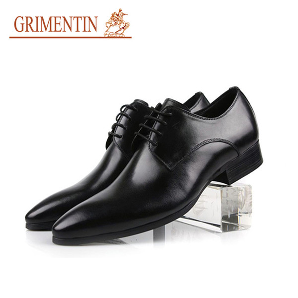 GRIMENTIN Italian fashion formal men dress shoes genuine leather oxford shoes high quality black brown orange wedding business mens shoes