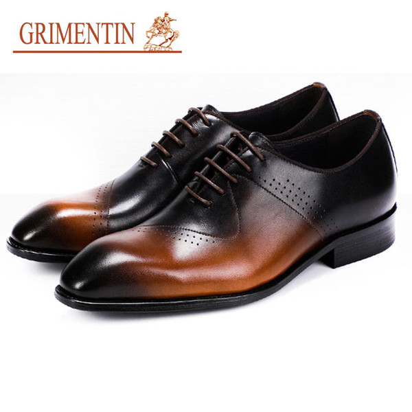 Grimentin Hot Sale Italian Fashion Mens Dress Shoes High Quality Man Oxford Shoes 100% Genuine Leather Formal Wedding Business Male Shoes