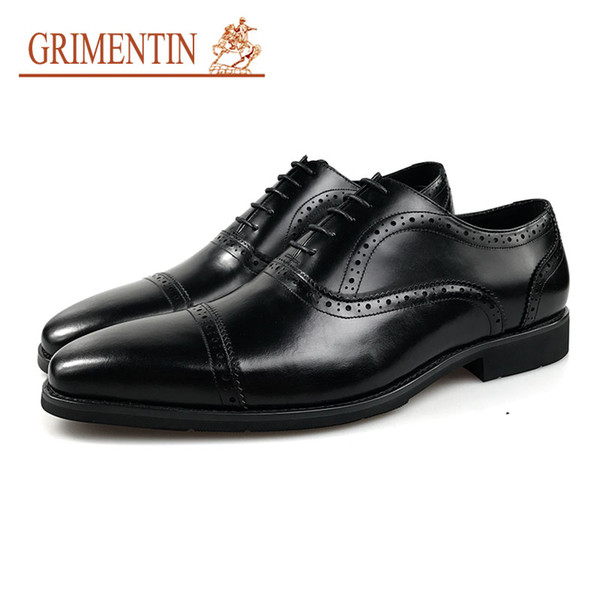 GRIMENTIN Hot Sale Italian Fashion Brand Mens Dress Shoes High Quality Genuine Leather man oxford shoes Formal Business Wedding Male Shoes