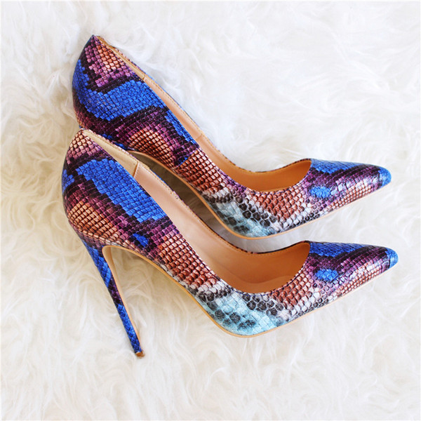 Free fashion women pumps Blue snake python printed pointed toe high heels sandals shoes boots bride wedding pumps 120mm 100mm 80mm