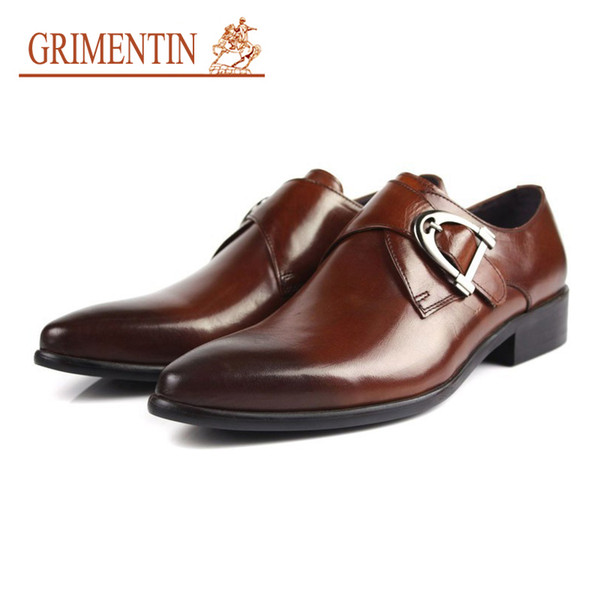 GRIMENTIN Hot sale mens dress shoes 100% genuine Leather mens oxford shoes Italian fashion black brown business wedding office male shoes