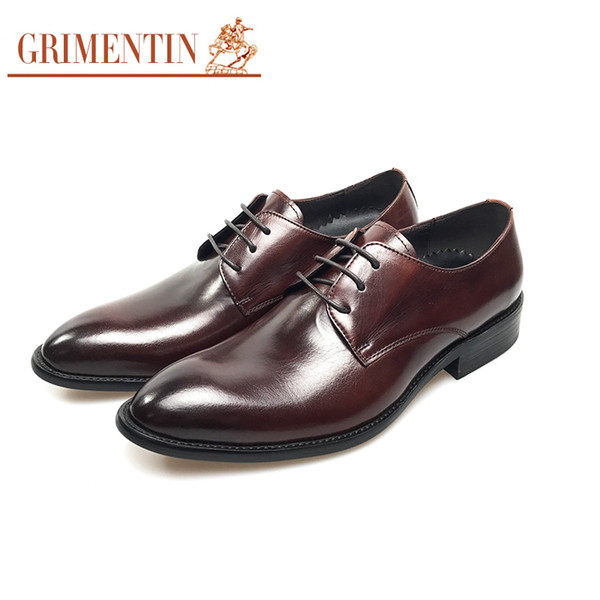 GRIMENTIN Hot sale high quality dress mens shoes fashion genuine leather mens oxford shoes Italian brand designer formal wedding men shoes