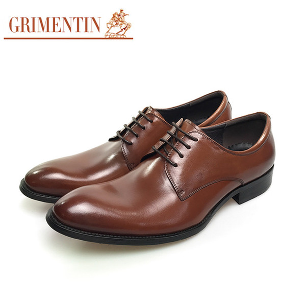 GRIMENTIN Hot sale formal men dress shoes Italian fashon men oxford shoes 100% genuine leather brown black business wedding male shoes