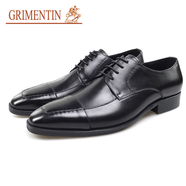 GRIMENTIN Hot sale Fashion Designer Mens Dress Shoes High Quality Genuine Leather Formal Business Male Shoes Brand Wedding Male Oxford Shoes