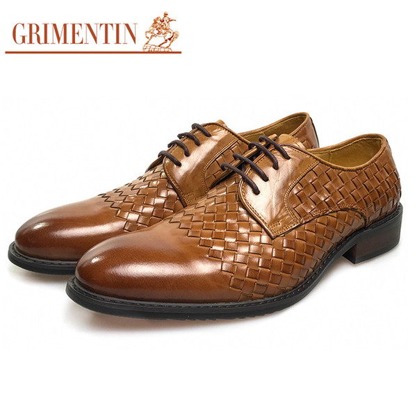 GRIMENTIN Hot sale oxford shoes Italian fashion black brown formal mens dress shoes genuine leather office business wedding male shoes