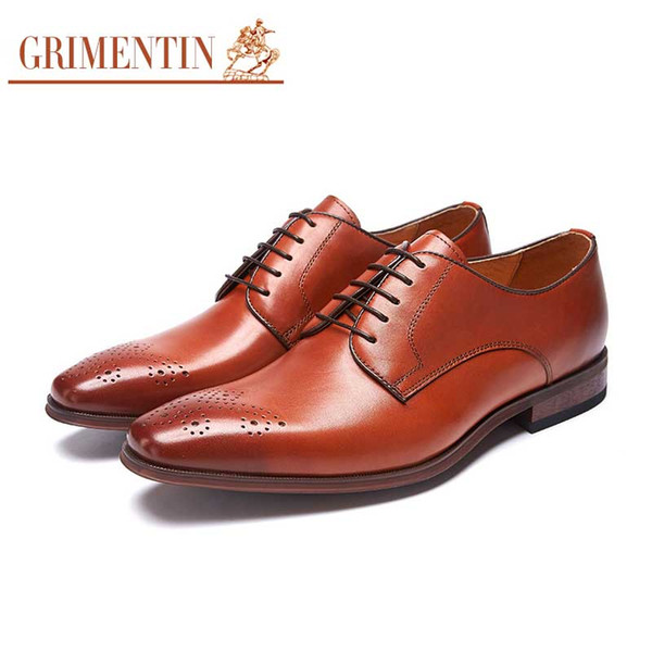 GRIMENTIN Hot sale brand customized handmade male shoes genuine leather mens dress shoes fashion business party mens wedding shoes size:6-12