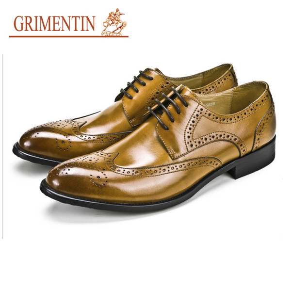 GRIMENTIN Summer hot sale Italian fashion formal mens dress shoes high quality mens oxford shoes genuine leather business wedding men shoes