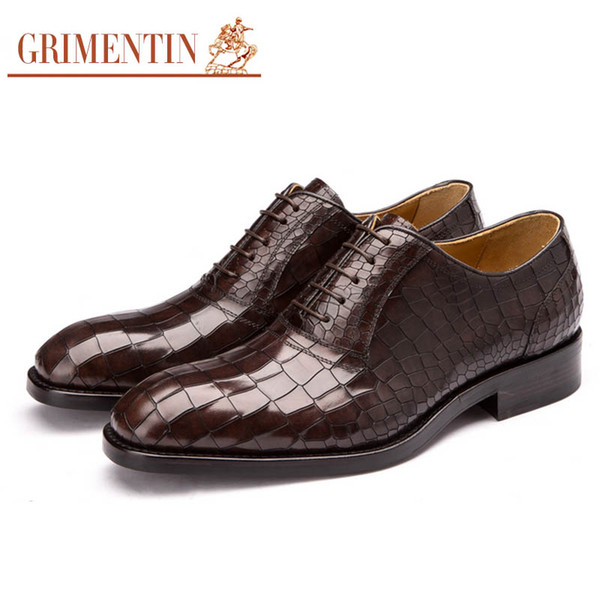 GRIMENTIN Hot sale custom handmade mens dress shoes genuine leather crocodile grain fashion brand men shoes high guality wedding party shoes