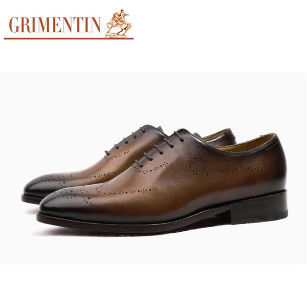 GRIMENTIN Brand customized handmade mens dress shoes hot sale Italian fashion oxford shoes genuine leather business wedding men party shoes