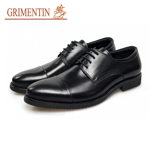 GRIMENTIN Hot sale brand men oxford shoes Italian fashion black formal mens dress shoes 100% genuine leather wedding business male shoes