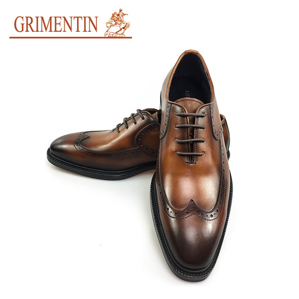 GRIMENTIN Hot sale fashion brand mens oxford shoes genuine leather formal men dress shoes high guality wedding business party man shoes