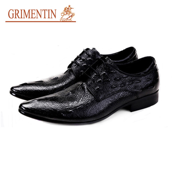 GRIMENTIN Hot sale fashion designer men oxford shoes crocodile print formal mens dress shoes genuine leather business wedding men shoes AST