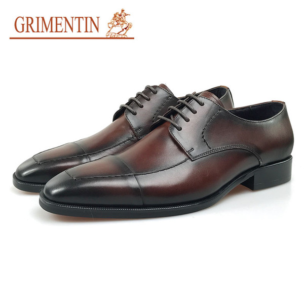 GRIMENTIN Hot sale Fashion Designer Formal Mens Dress Shoes High Quality Brand Oxford Shoes 100% Genuine Leather Business Wedding Male Shoes