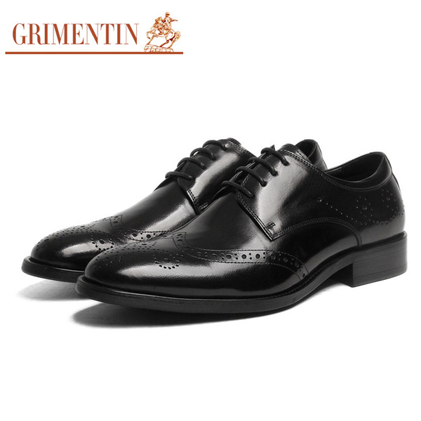 GRIMENTIN Hot sale brand mens oxford shoes genuine leather black brown wedding business men dress shoes fashion formal men leather shoes