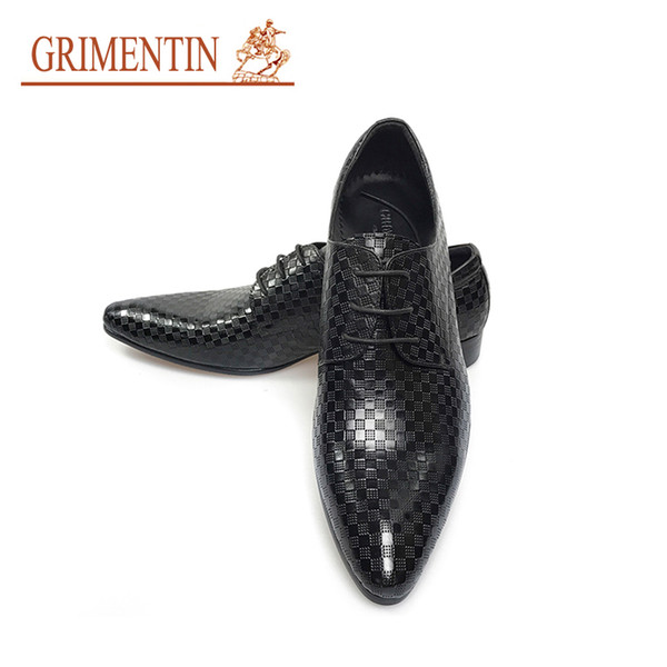 GRIMENTIN Hot sale brand man wedding shoes genuine leather black formal mens dress shoes Italian fashion designer business office male shoes