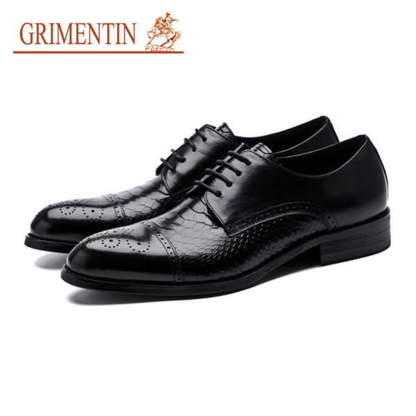 GRIMENTIN Hot sale Italian fashion mens dress shoes new snake skin grain man oxford shoes genuine leather formal business male shoes