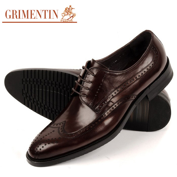 GRIMENTIN Hot sale men oxford shoes men genuine leather shoes Italian fashion black brown formal business weddng mens dress shoes