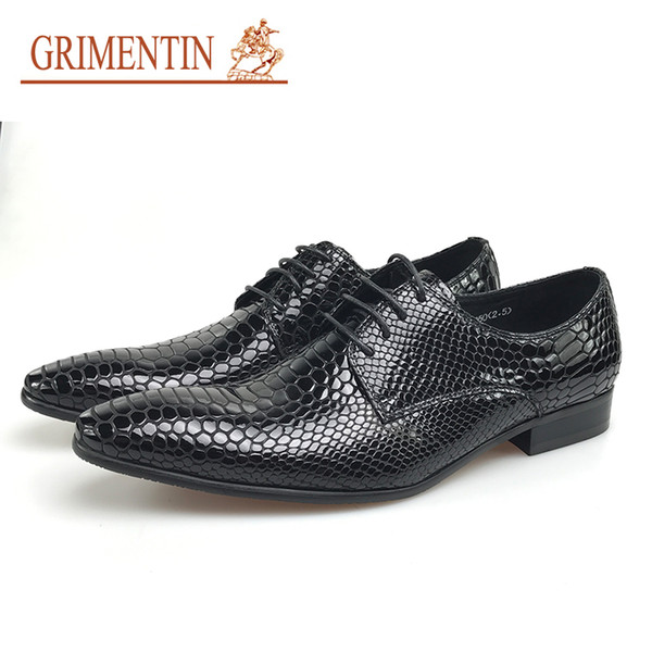 GRIMENTIN New hot sale Italian fashion mens dress shoes brand designer mens shoes patent leather crocodile style formal business male shoes